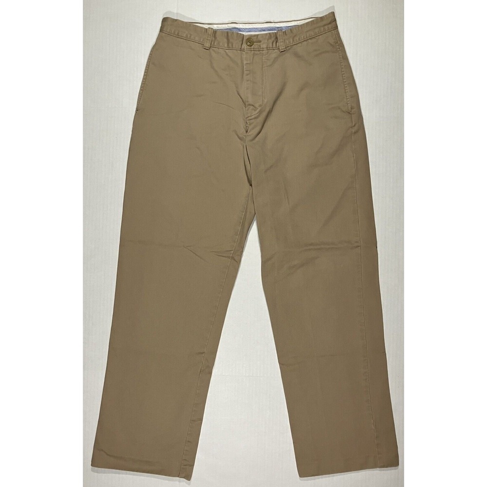 J Crew Pants Essential Chino Tan Khaki Flat Front Slash Pockets Men Size 32 X 29 - Picture 1 of 13